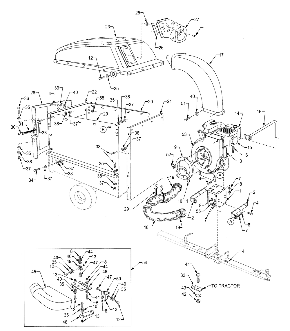 Collection System Diagram and Parts List for 217A 32-CuFt-190100 Cub Cadet Lawn Tractor